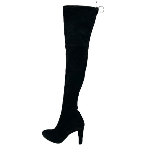 Stuart Weitzman Highland Black Suede Over the Knee Heeled Boots - Picture 4 of 12